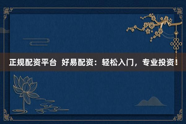 正规配资平台  好易配资：轻松入门，专业投资！
