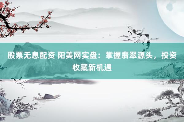 股票无息配资 阳美网实盘：掌握翡翠源头，投资收藏新机遇