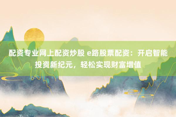 配资专业网上配资炒股 e路股票配资：开启智能投资新纪元，轻松实现财富增值