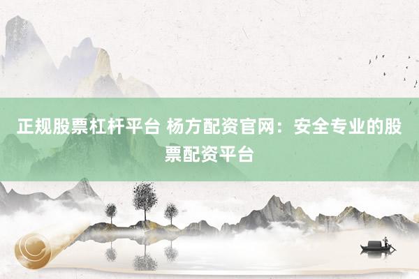正规股票杠杆平台 杨方配资官网：安全专业的股票配资平台