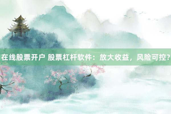 在线股票开户 股票杠杆软件：放大收益，风险可控？