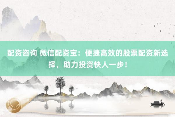 配资咨询 微信配资宝：便捷高效的股票配资新选择，助力投资快人一步！