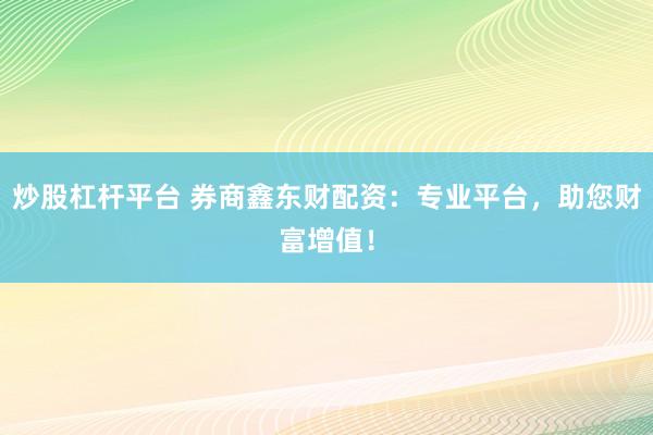 炒股杠杆平台 券商鑫东财配资：专业平台，助您财富增值！