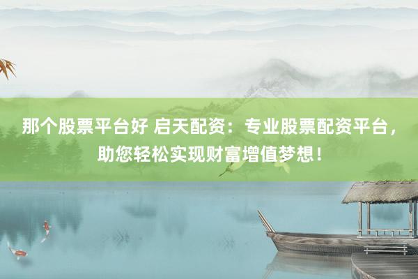 那个股票平台好 启天配资：专业股票配资平台，助您轻松实现财富增值梦想！
