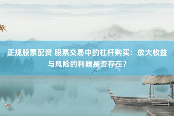 正规股票配资 股票交易中的杠杆购买：放大收益与风险的利器是否存在？