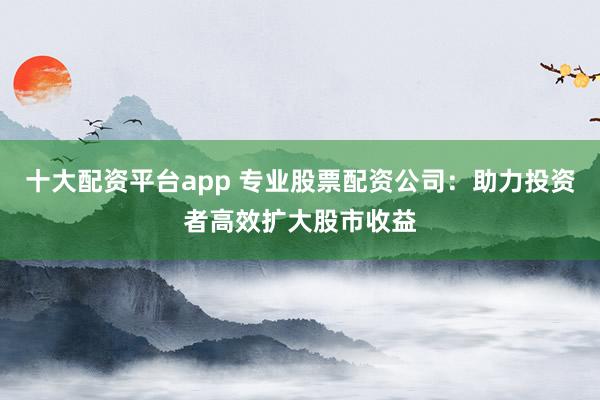 十大配资平台app 专业股票配资公司：助力投资者高效扩大股市收益