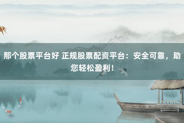 那个股票平台好 正规股票配资平台：安全可靠，助您轻松盈利！