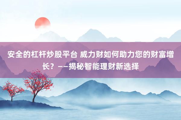 安全的杠杆炒股平台 威力财如何助力您的财富增长?——揭秘智能理财新选择