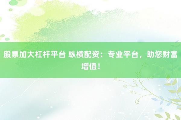 股票加大杠杆平台 纵横配资:专业平台,助您财富增值!