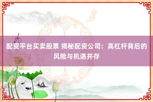 配资平台买卖股票 揭秘配资公司：高杠杆背后的风险与机遇并存
